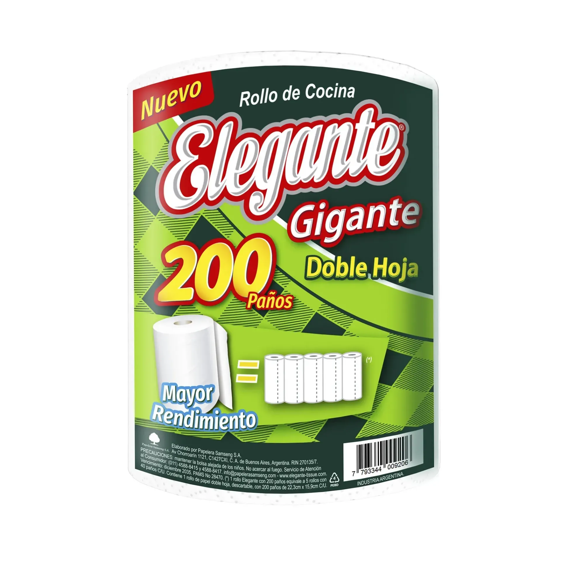 Papel rollo de cocina Elegante 200 paños